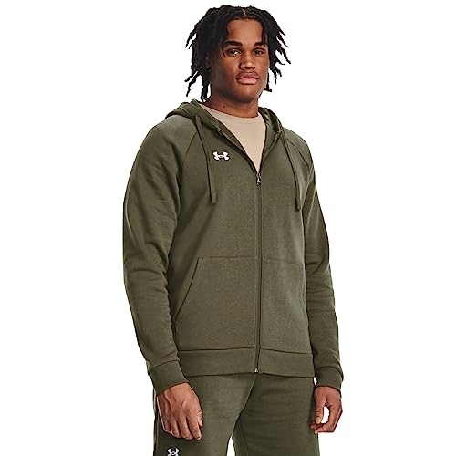 Under Armour Men's Rival Fleece Full Zip Hoodie, (390) Marine OD Green / / White, Medium - Image 1