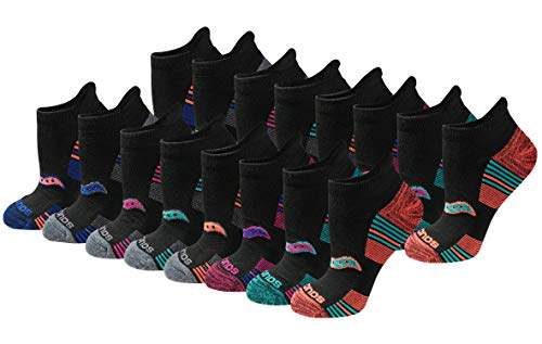 saucony جوارب رياضية للنساء من ساكوني بتقنية ران دراي، 8، 16 زوج، مع كعب مرتفع، مقاسات S-L، ألوان داكنة متنوعة (16 زوج) - Image 1