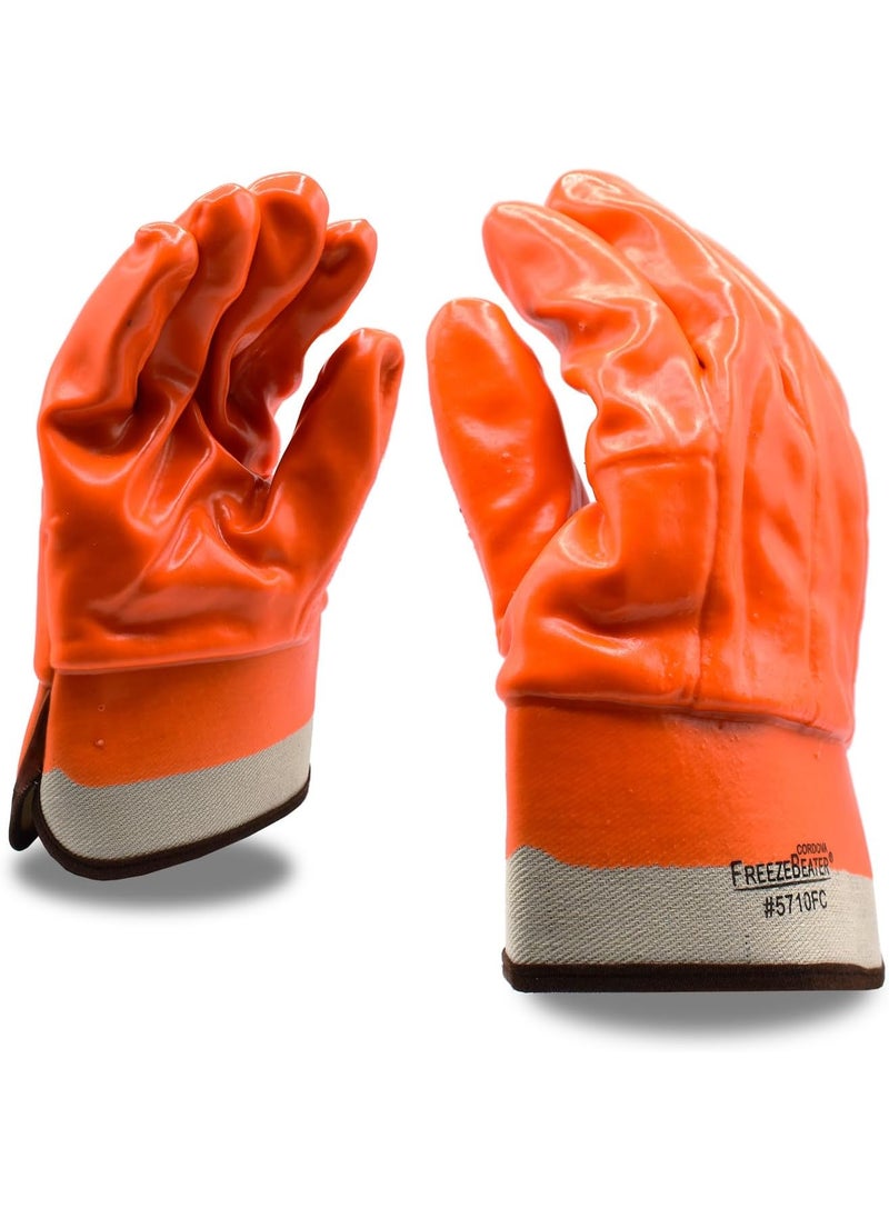 Cordova Cordova 5710FC HiVis Orange Cold Weather Gloves Single Dipped Foam Insulated PVC Textured Finish Safety Cuff Large 12Pack Bulk Thermal Gloves  - Image 1