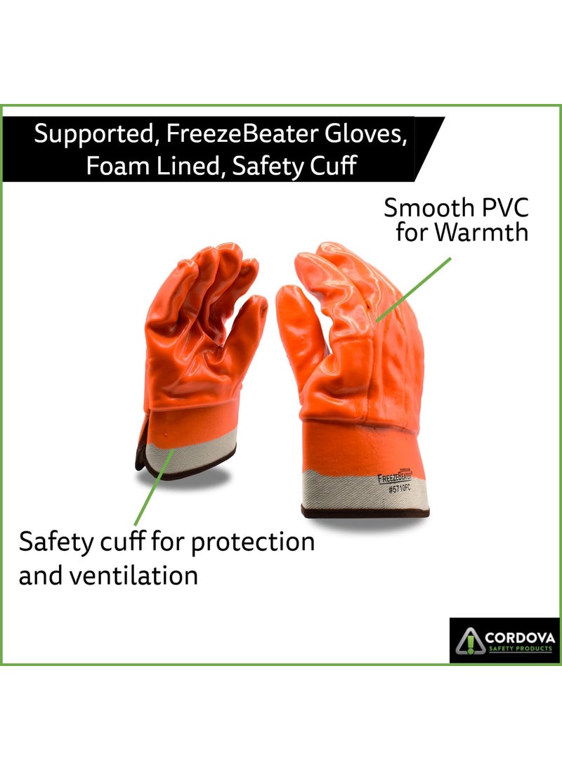 Cordova Cordova 5710FC HiVis Orange Cold Weather Gloves Single Dipped Foam Insulated PVC Textured Finish Safety Cuff Large 12Pack Bulk Thermal Gloves  - Image 2