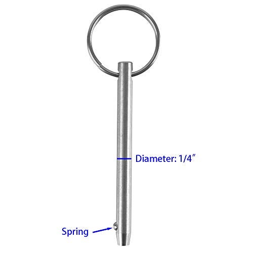 VTurboWay 2 Pack Quick Release Pin, Diameter 1/4"(6.3mm), Overall Length 3"(76mm), Usable Length 2.4"(61mm), Full 316 Stainless Steel, Bimini Top Pin, Marine Hardware - Image 3
