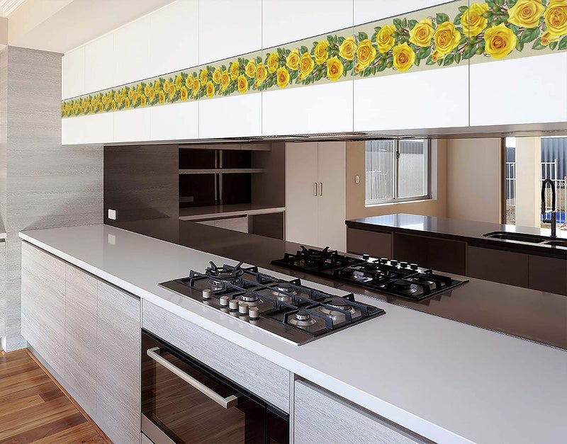 WallDesign Vinyl Yellow Rose With Leaves Flowers Painted Wall Border - 5.25 Inch Width By 5 Ft Length - Image 4