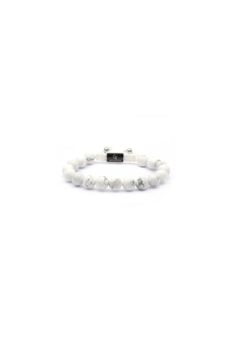 Lunnora White Howlite Beads Handmade Natural Stone Bead Bracelet – Bracelet for Men, Men’s Bracelet, Gifts for Men, Bracelets for Men – Adjustable One Size Fits All for Men | Best Price UAE