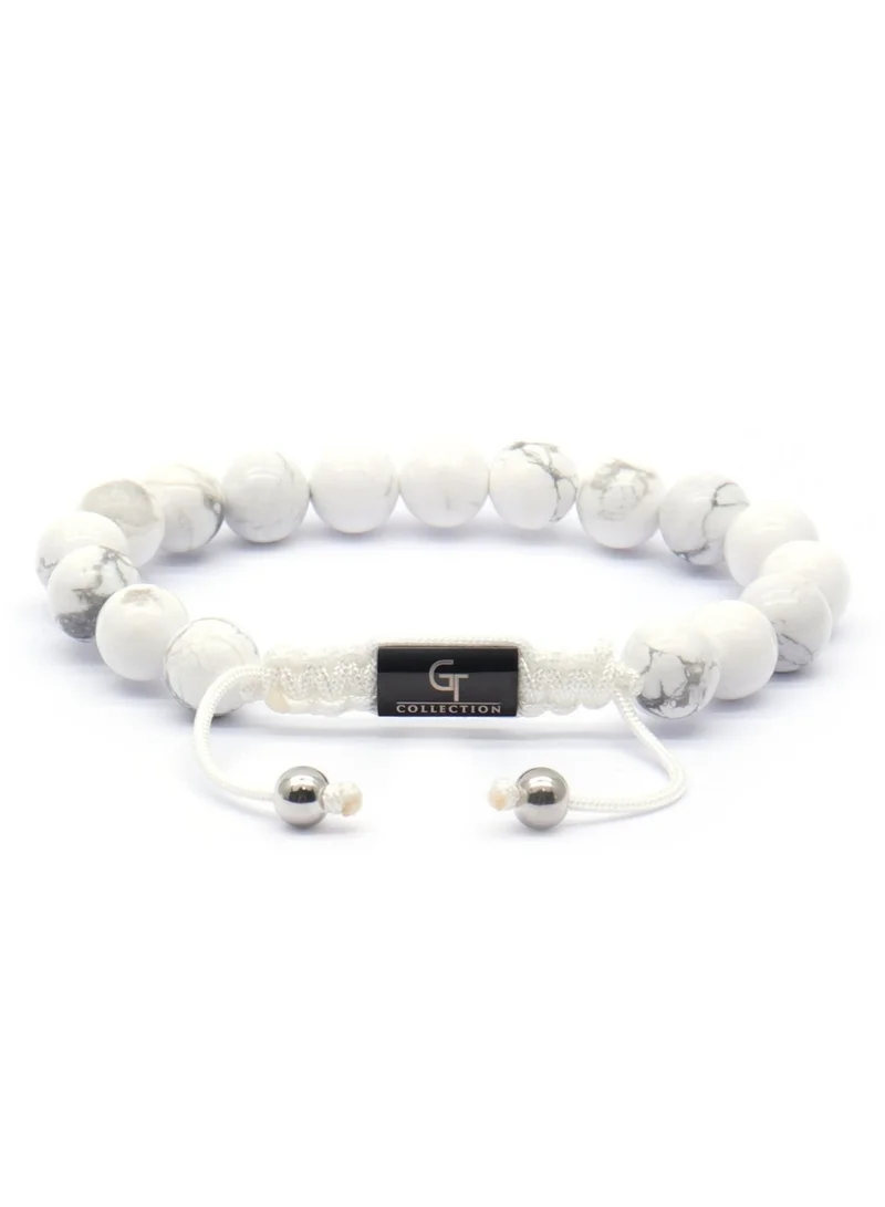 Lunnora White Howlite Beads Handmade Natural Stone Bead Bracelet – Bracelet for Men, Men’s Bracelet, Gifts for Men, Bracelets for Men – Adjustable One Size Fits All for Men | Best Price UAE