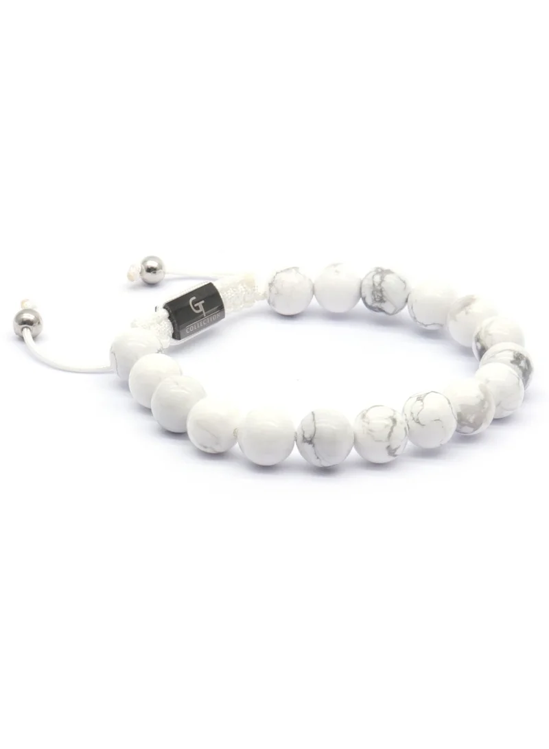 Lunnora White Howlite Beads Handmade Natural Stone Bead Bracelet – Bracelet for Men, Men’s Bracelet, Gifts for Men, Bracelets for Men – Adjustable One Size Fits All for Men | Best Price UAE