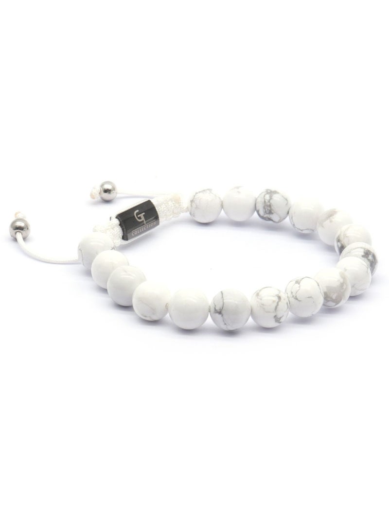Lunnora Howlite Beads Handmade Natural Stone Bead Bracelet – Bracelet for Men, Men’s Bracelet, Gifts for Men, Bracelets for Men – Adjustable One Size Fits All - Image 3