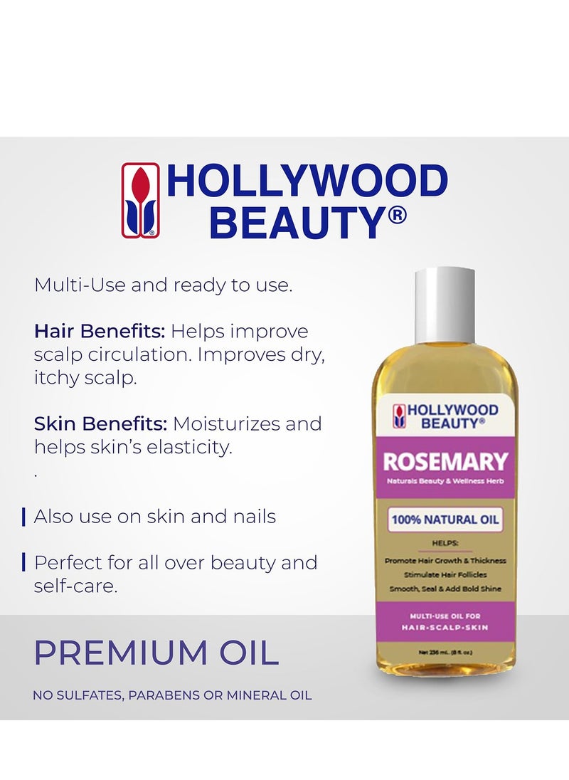 Hollywood Beauty Hollywood Beauty Rosemary Oil for Hair, Scalp, & Skin, 8 fl oz - Encourages Hair Growth, Helps Improve Scalp Circulation  - Image 2