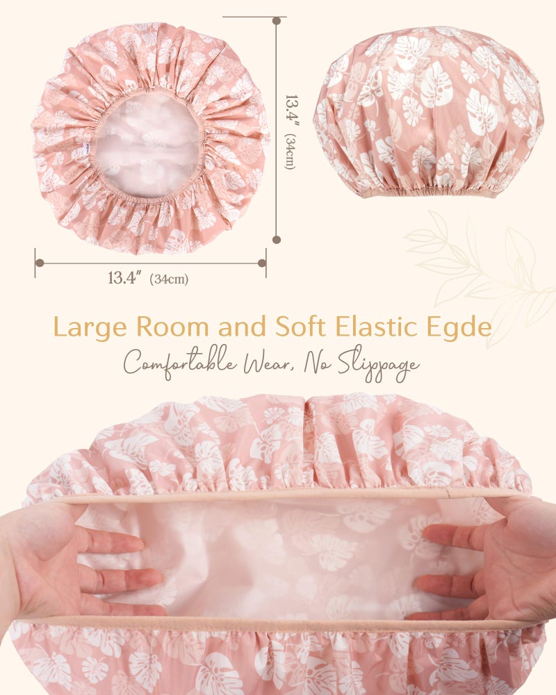 YANIBEST Yanibest Waterproof Double Layer Shower Cap for Women - Reusable  Non-Slip for Most Hair Types  One Size - Image 5