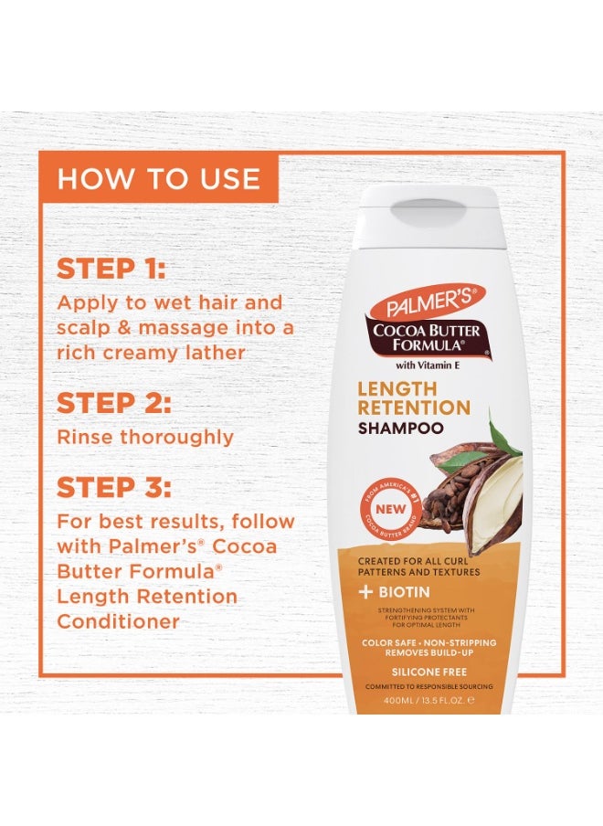 PALMER'S Cocoa Butter & Biotin Shampoo for Hair Length Retention, Strengthening & Enhanced Shine - 400ml  - Image 4