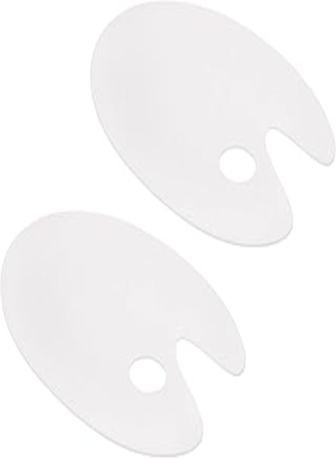 PATIKIL 8.7"x5.9" Paint Tray Palette, 2 Pack Oval Acrylic Paint Pallet with Thumb Hole for Watercolor Gouache DIY Art Craft Painting, White