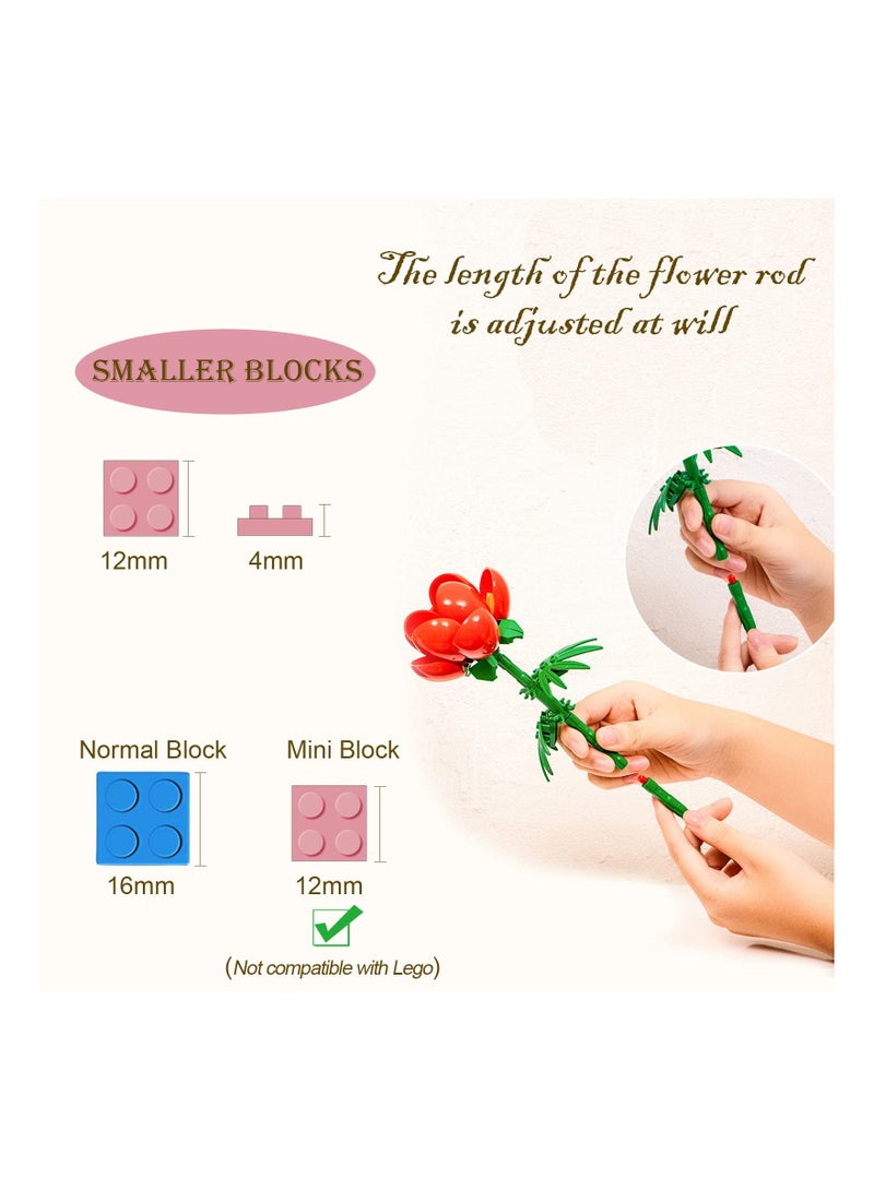Creative Flower Building Kit for Adults - 494pcs Camellia Bouquet Building Block Set for Unique Gifts & Home Decor, Perfect for Botanical Collection - Image 4