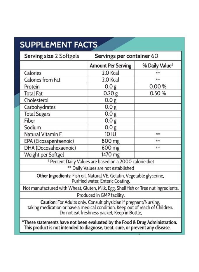 iRemedies iRemedies iUltimate Omega 120's – High-Potency Omega-3 Fish Oil for Heart, Brain, and Joint Health – 120 Softgels  - Image 2