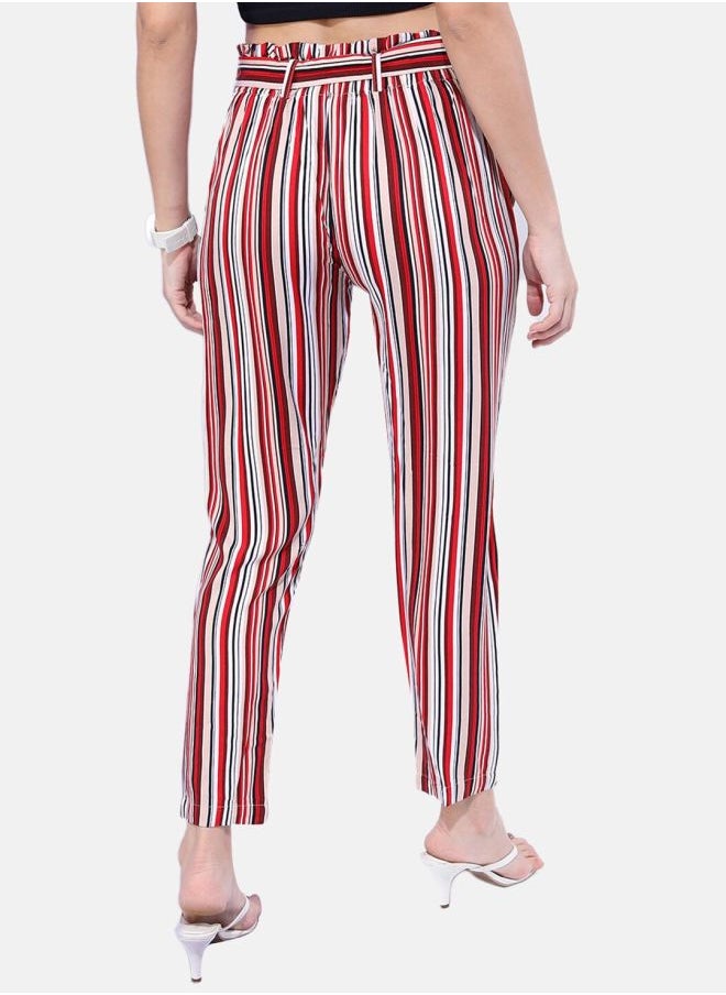 Freehand Women Tapered Striped High-Rise Pants  - Image 2
