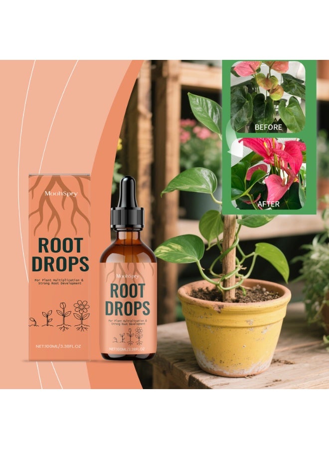 MOONSPRY Root Drops - Liquid Rooting Hormone | Fast Propagation, Stronger Roots, Less Shock | Works in Water, Soil, Leca, Moss | for All Indoor Houseplants Like Pothos, Monstera, Philodendron (100ML) - Image 1
