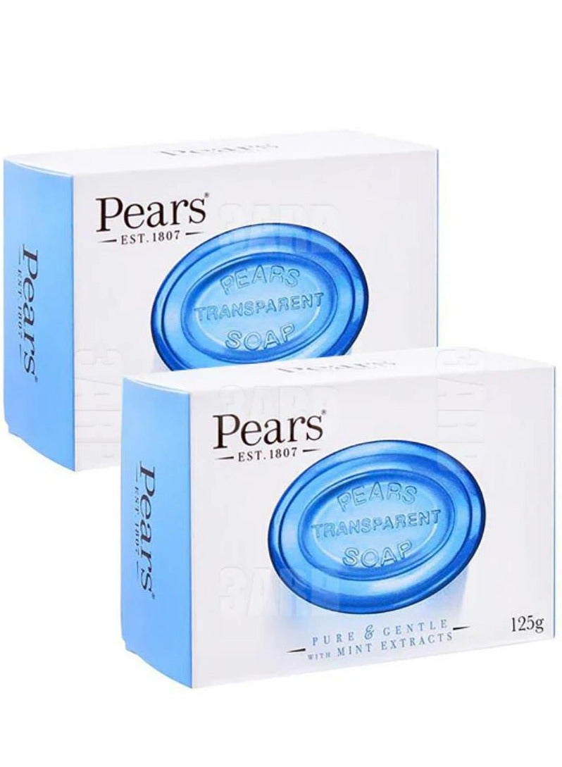 Pears Transparent Glycerin Soap Pure With Mint Extracts Blue 125g 2 Pcs