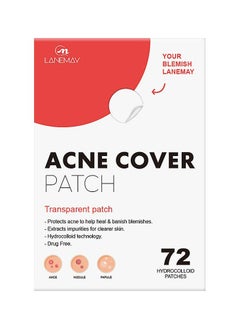 LANEMAY 72 counts Hydrocolloid Acne Pimple Patch For Covering Zits And Blemishes, Spot Stickers For Face And Skin  - Image 1