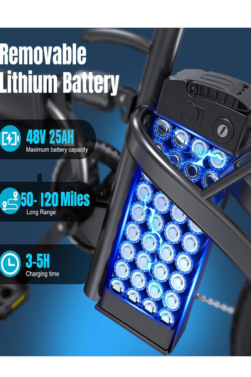 غاز دراجة كهربائية قابلة للطي مقاس 14 بوصة بمدى 100 ميل (مساعدة الدواسة 1) ببطارية 48 فولت، وسرعة 20 ميلًا في الساعة بقوة 500 وات، دراجة كهربائية للبالغين، مناسبة للتنقل، إطارات للتنقل، الشاطئ، الثلج، سكوتر كهربائي جبلي - Image 5