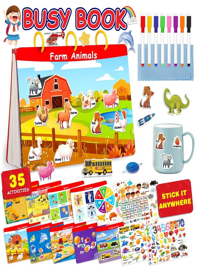 Baobrava Montessori Preschool Busy Book for Toddlers - Activity Books for Kids Ages 3-5 - Preschool Learning Activities - Workbook Activity Binder - Autism Sensory Toys - Gifts for 3 4 5 6 Year Old Boys Girls - Image 1