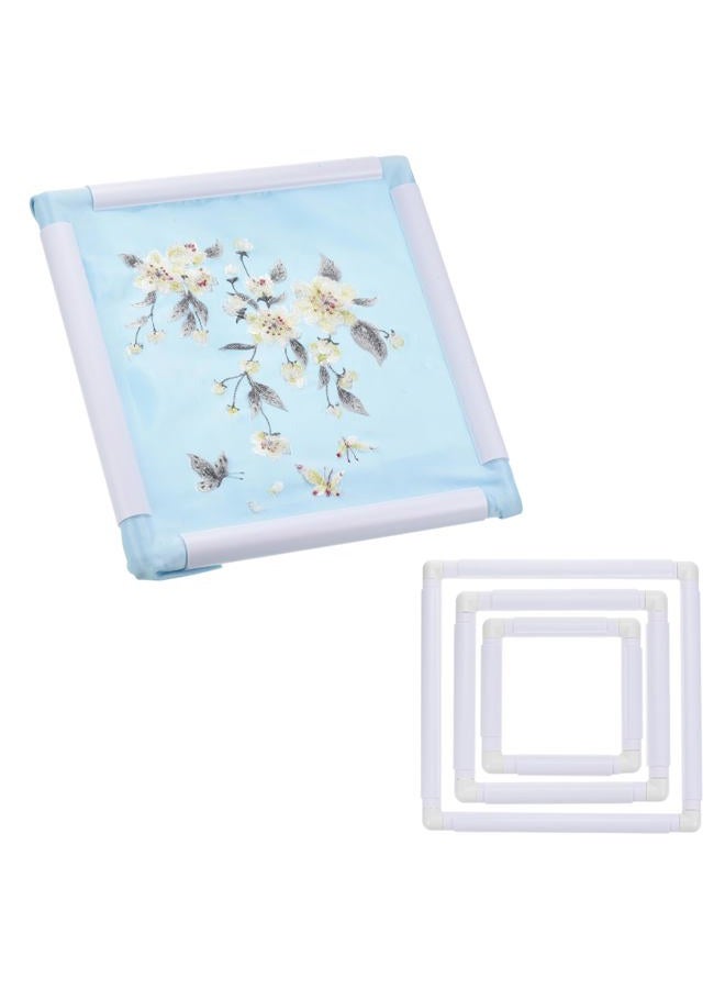 PATIKIL 3 Pieces Square Embroidery Hoop Cross Stitch Hoops Frames Rectangular Embroidery Snap Frame DIY Sewing Tools for Quilting Silk-Painting, White - Image 1