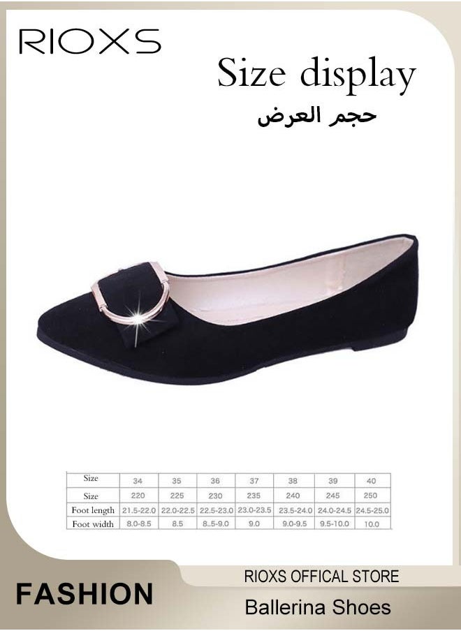 ريوكس أحذية الباليريا الكلاسيكية النسائية، مسطحات الباليه البسيطة الأنيقة، أحذية أصابع القدم المبطنة، أحذية المشي المسطحة المريحة مع الفردية الناعمة، مناسبة للأوقات غير الرسمية أو الرسمية  - Image 5