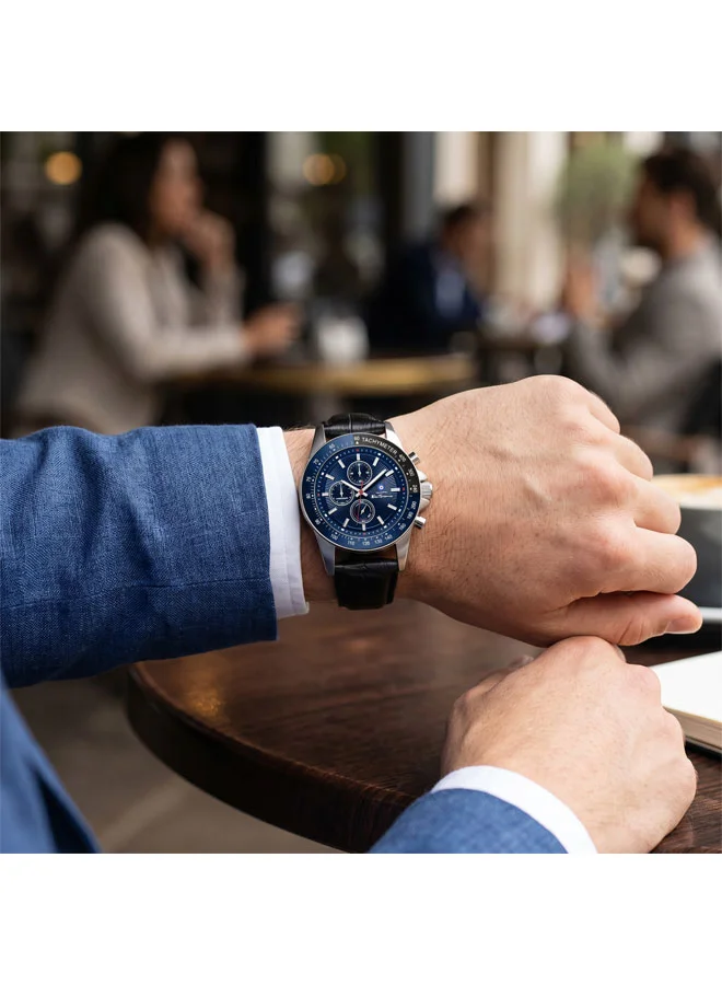 Ben Sherman Blue Winchester Blue Dial Black Genuine Leather Strap Chronograph Watch for Men, 43.2mm for Men | Best Price UAE