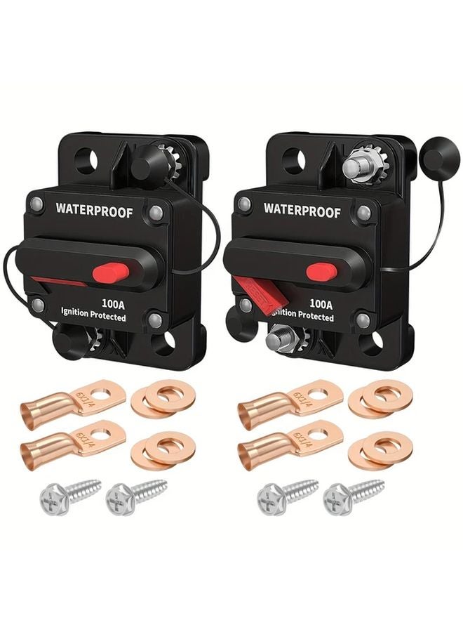 100A 2PCS IP67 Circuit Breaker Auto Reset 12V DC Marine Grade for Boat RV Truck Solar - Image 2