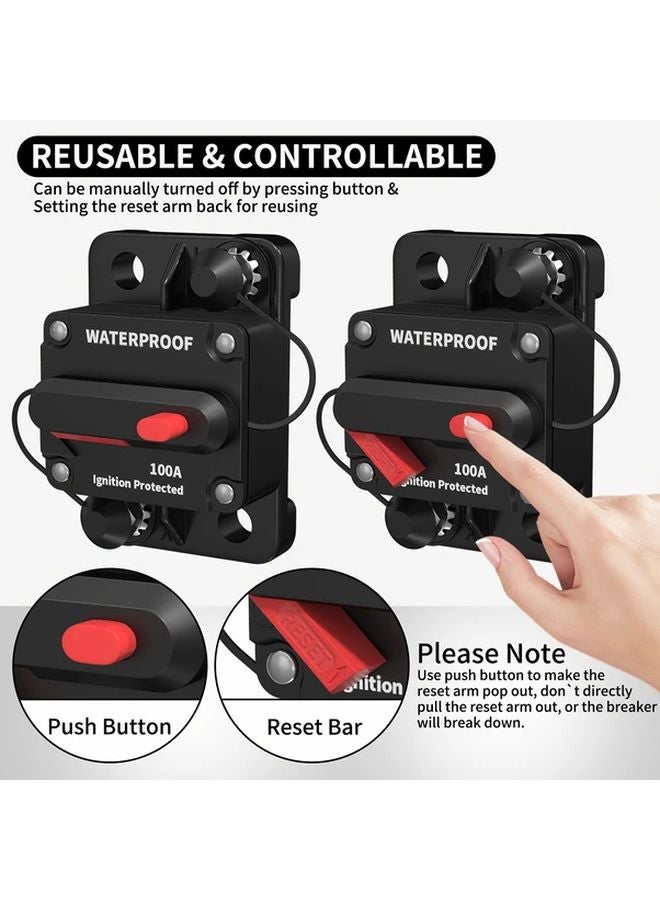 100A 2PCS IP67 Circuit Breaker Auto Reset 12V DC Marine Grade for Boat RV Truck Solar - Image 4