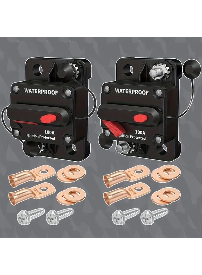 100A 2PCS IP67 Circuit Breaker Auto Reset 12V DC Marine Grade for Boat RV Truck Solar - Image 1