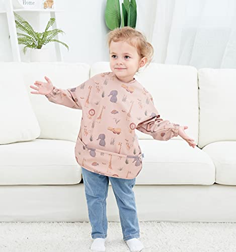 GZMM Waterproof Baby Bibs,Infant Toddler Long Sleeve Feeding Bib With Food Catcher,Easy Clean & Washable 2 Pack - Image 3