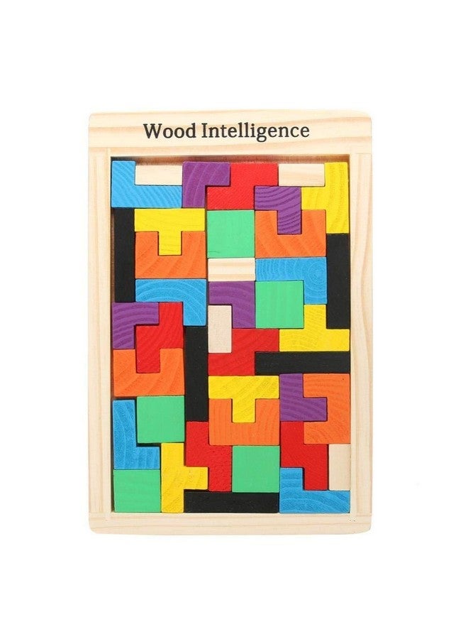 eS³kube Wooden Tetris Puzzle Brain Teaser Toy Colorful Jigsaw Game Montessori Intelligence Educational Gift for Baby- Toddlers, Kids 2-6 Years Old Boys Girls - 40 Pcs, Multi Color - Image 1