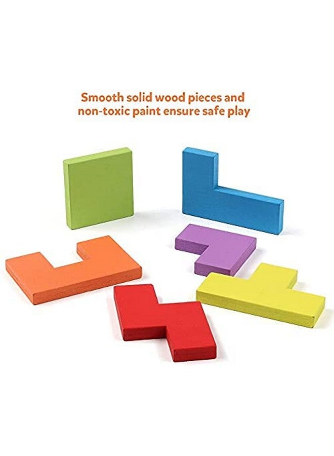 eS³kube Wooden Tetris Puzzle Brain Teaser Toy Colorful Jigsaw Game Montessori Intelligence Educational Gift for Baby- Toddlers, Kids 2-6 Years Old Boys Girls - 40 Pcs, Multi Color - Image 4