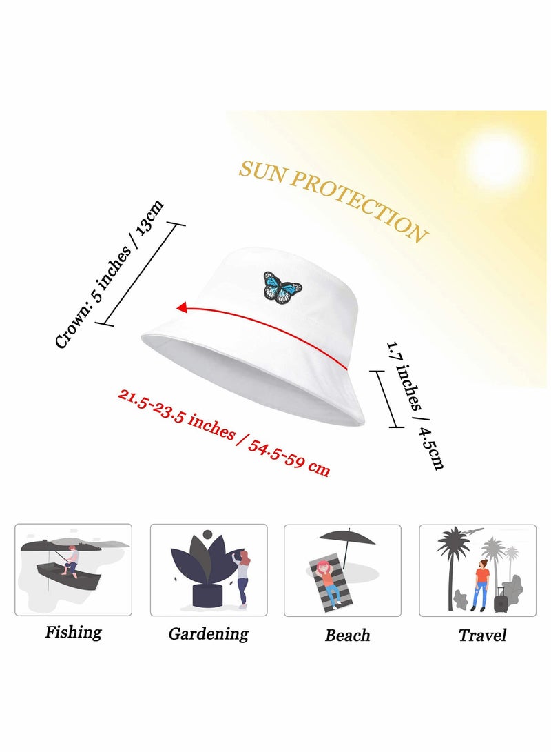 Zikra Unisex Butterfly Embroidered Bucket Hat, Reversible Packable Sun Hat, Summer Fisherman Cap for Men and Women, Stylish and Versatile Outdoor Accessory. - Image 4