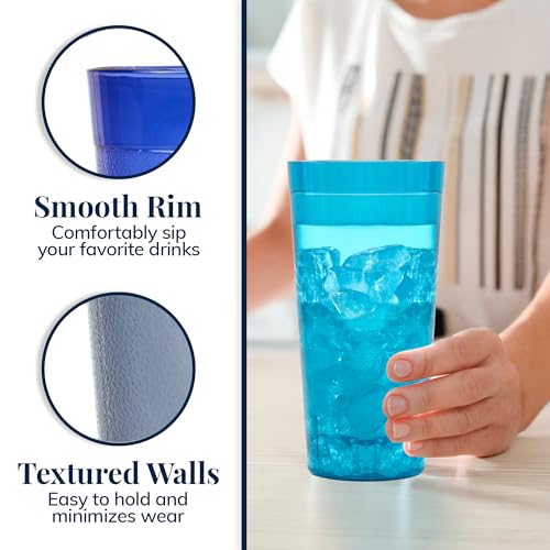 US Acrylic Café Plastic Reusable Tumblers (Set of 12) 32-ounce Iced-Tea Cups, Coastal | Value Set of Restaurant Style Drinking Glasses, Stackable, BPA-free, Made in the USA | Top-rack Dishwasher Safe - Image 4