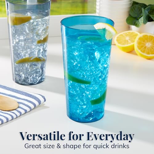 US Acrylic Café Plastic Reusable Tumblers (Set of 12) 32-ounce Iced-Tea Cups, Coastal | Value Set of Restaurant Style Drinking Glasses, Stackable, BPA-free, Made in the USA | Top-rack Dishwasher Safe - Image 5