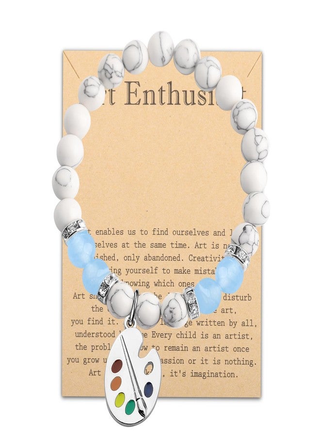 MYOSPARK Artist Gift Paint Palette Charm Bracelet Painter Gift Artist Bracelet Art Teacher Gift Student Graduation Gift (Art Enthusiast C-Bead) - Image 1