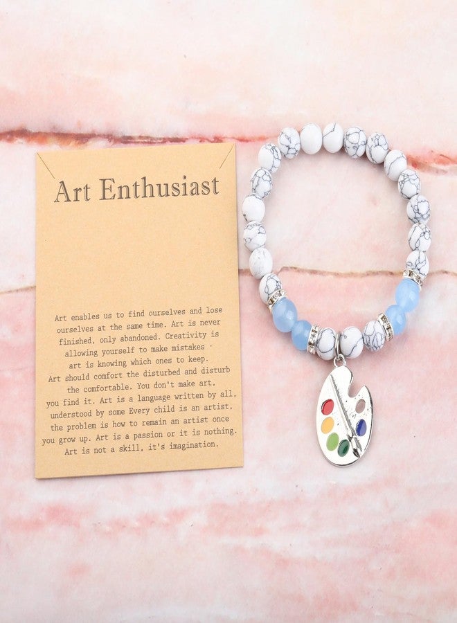 MYOSPARK Artist Gift Paint Palette Charm Bracelet Painter Gift Artist Bracelet Art Teacher Gift Student Graduation Gift (Art Enthusiast C-Bead) - Image 2