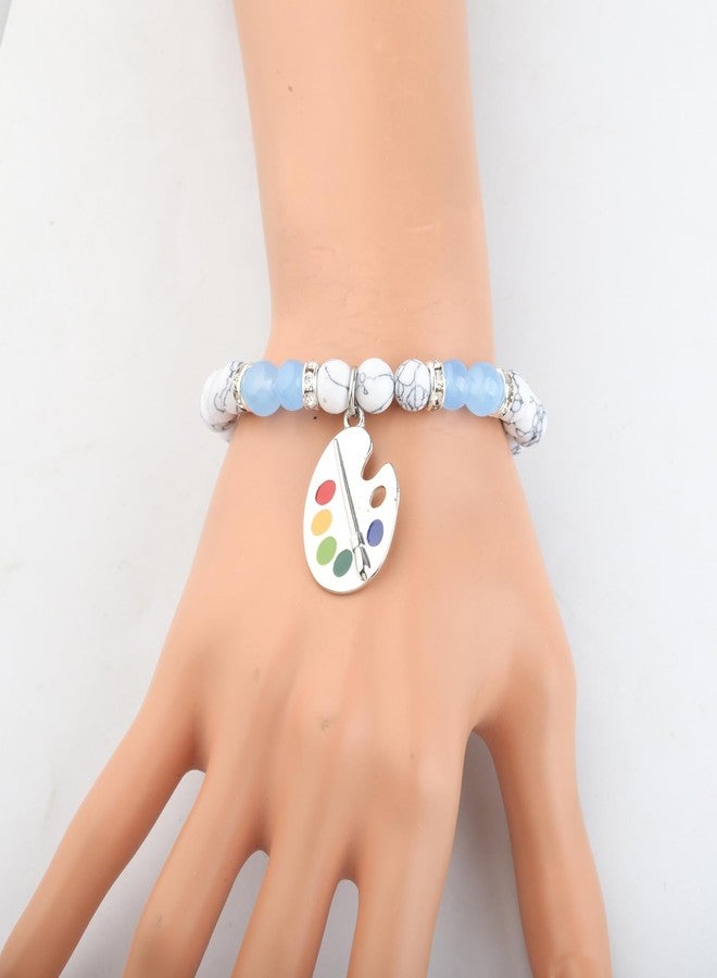 MYOSPARK Artist Gift Paint Palette Charm Bracelet Painter Gift Artist Bracelet Art Teacher Gift Student Graduation Gift (Art Enthusiast C-Bead) - Image 5