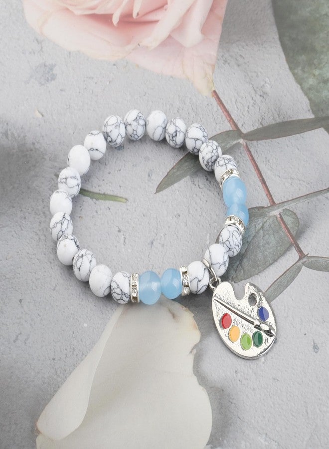MYOSPARK Artist Gift Paint Palette Charm Bracelet Painter Gift Artist Bracelet Art Teacher Gift Student Graduation Gift (Art Enthusiast C-Bead) - Image 3