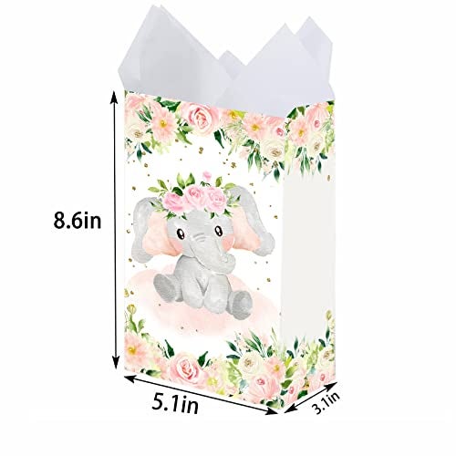 HaPiBiDesign 24 PCS Elephant Girl Party Favor Bags with Stickers - Elephant Girl Party Candy Bags – Pink Elephant Goodie Gift Treat Bags Pink Elephant Themed Birthday Party Supplies - Image 3