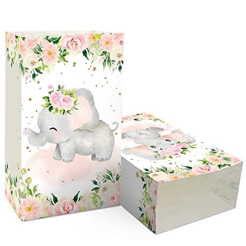 HaPiBiDesign 24 PCS Elephant Girl Party Favor Bags with Stickers - Elephant Girl Party Candy Bags – Pink Elephant Goodie Gift Treat Bags Pink Elephant Themed Birthday Party Supplies - Image 2