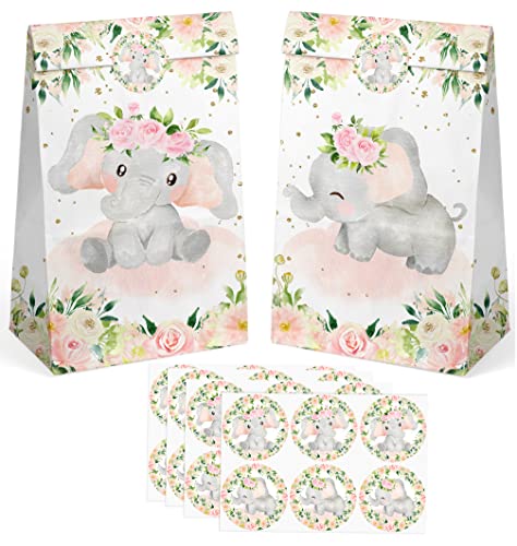 HaPiBiDesign 24 PCS Elephant Girl Party Favor Bags with Stickers - Elephant Girl Party Candy Bags – Pink Elephant Goodie Gift Treat Bags Pink Elephant Themed Birthday Party Supplies - Image 4