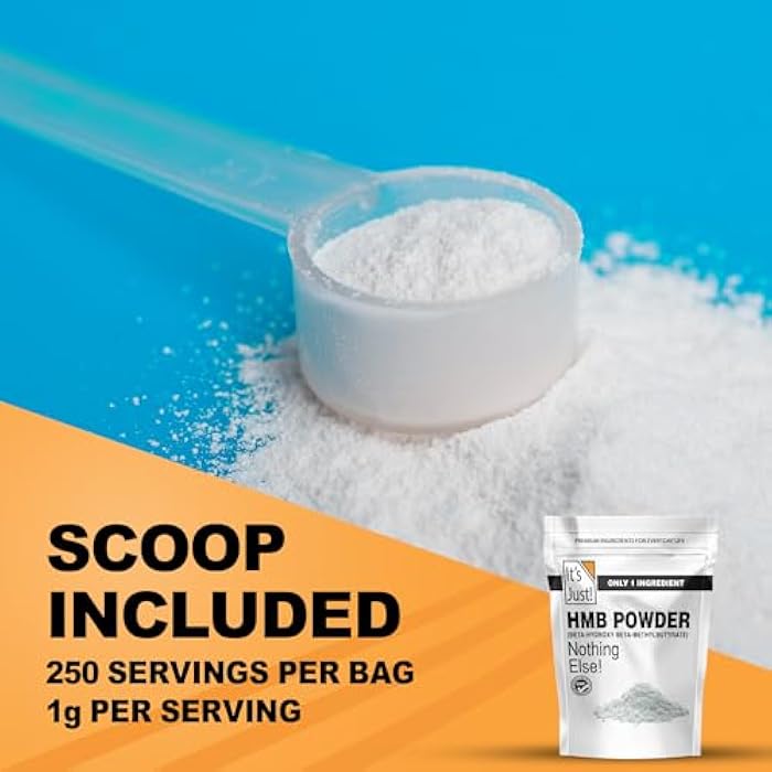 It's Just! - HMB Powder, 250g, Beta-Hydroxy Beta-Methylbutyrate, as Calcium HMB, Batch Tested Gluten Free, Non-GMO, Heavy Metal Tested, Keto Friendly (Unflavored, 250g) - Image 4