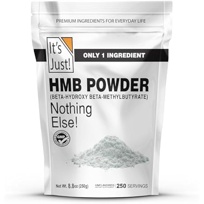 It's Just! - HMB Powder, 250g, Beta-Hydroxy Beta-Methylbutyrate, as Calcium HMB, Batch Tested Gluten Free, Non-GMO, Heavy Metal Tested, Keto Friendly (Unflavored, 250g) - Image 1