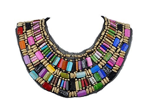 Alilang Black Tribal Large U Shaped Draped Multicolour Rainbow Beads Statement Necklace - Image 5