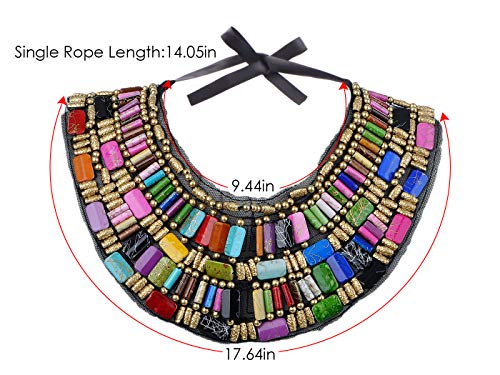 Alilang Black Tribal Large U Shaped Draped Multicolour Rainbow Beads Statement Necklace - Image 4