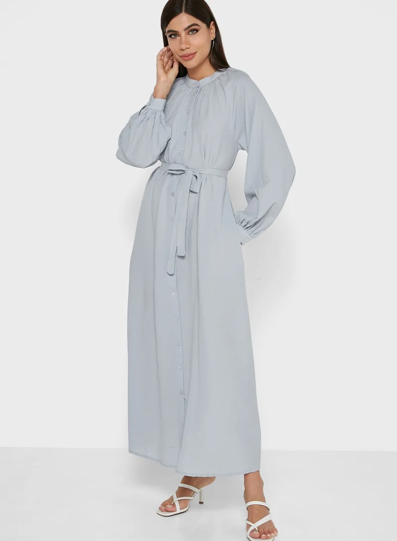 Refka by modanisa Balloon Sleeve Button Down Dress