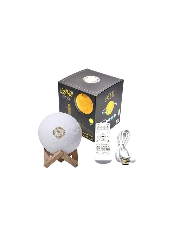 Qur'an Moon 3D Print Lamp With 7 Colors LED Night Light, Bluetooth Speaker with Remote, Quran Recitation ,Song and FM Broadcast  - Image 1
