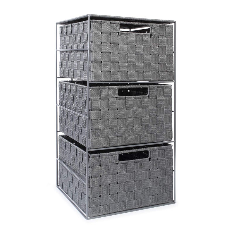 EHC 3 Drawer Large Storage Unit Cabinet for BedroomBathroom  Grey