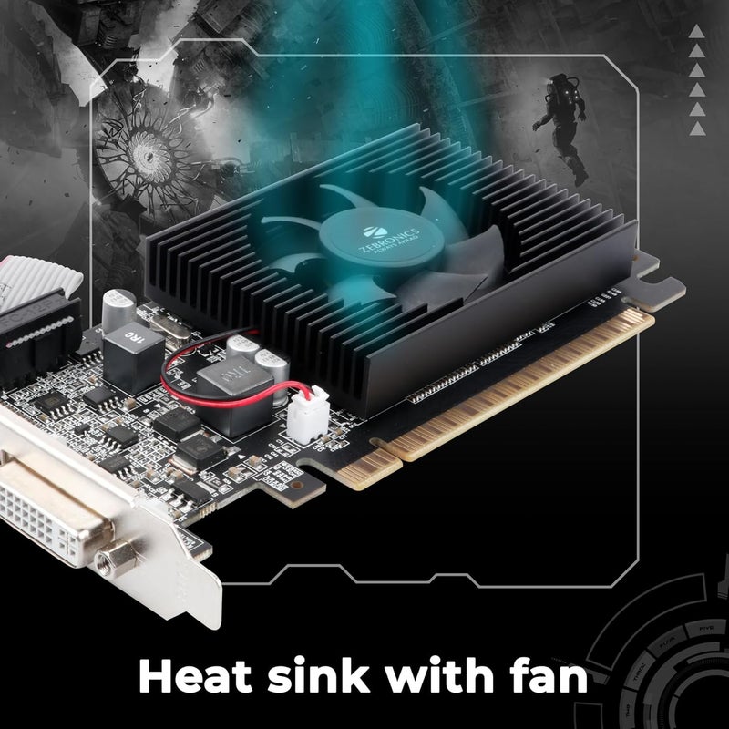 ZEBRONICS Gt610 2Gd3 مع Pcie 2.0، اتصال متعدد Hdmi Dvi Vga، كفاءة عالية، مبرد مع مروحة. - Image 4