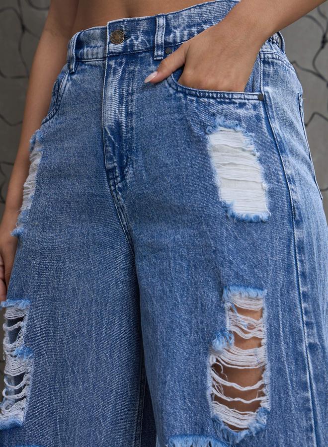 ساسافراس جينز نسائي ساسافراس عالي الخصر مغسول ممزق - Image 4